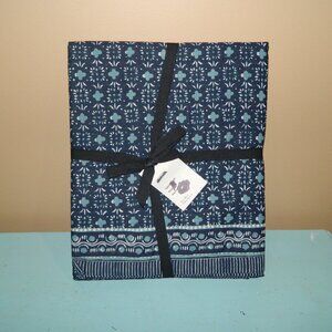 West Elm Jude Block Print Tablecloth Blue 70" x 108" (VV-30)